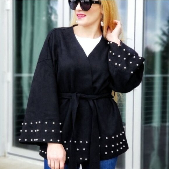 ANNA Faux Suede Wrap Jacket - Picture 1 of 4